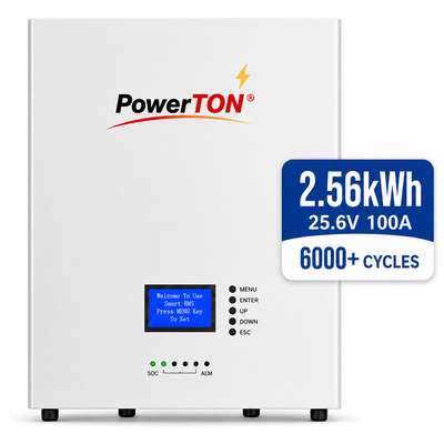 Wall mounted Lithium Battery LifePo4 25.6V, 100A , 2.56 kWh