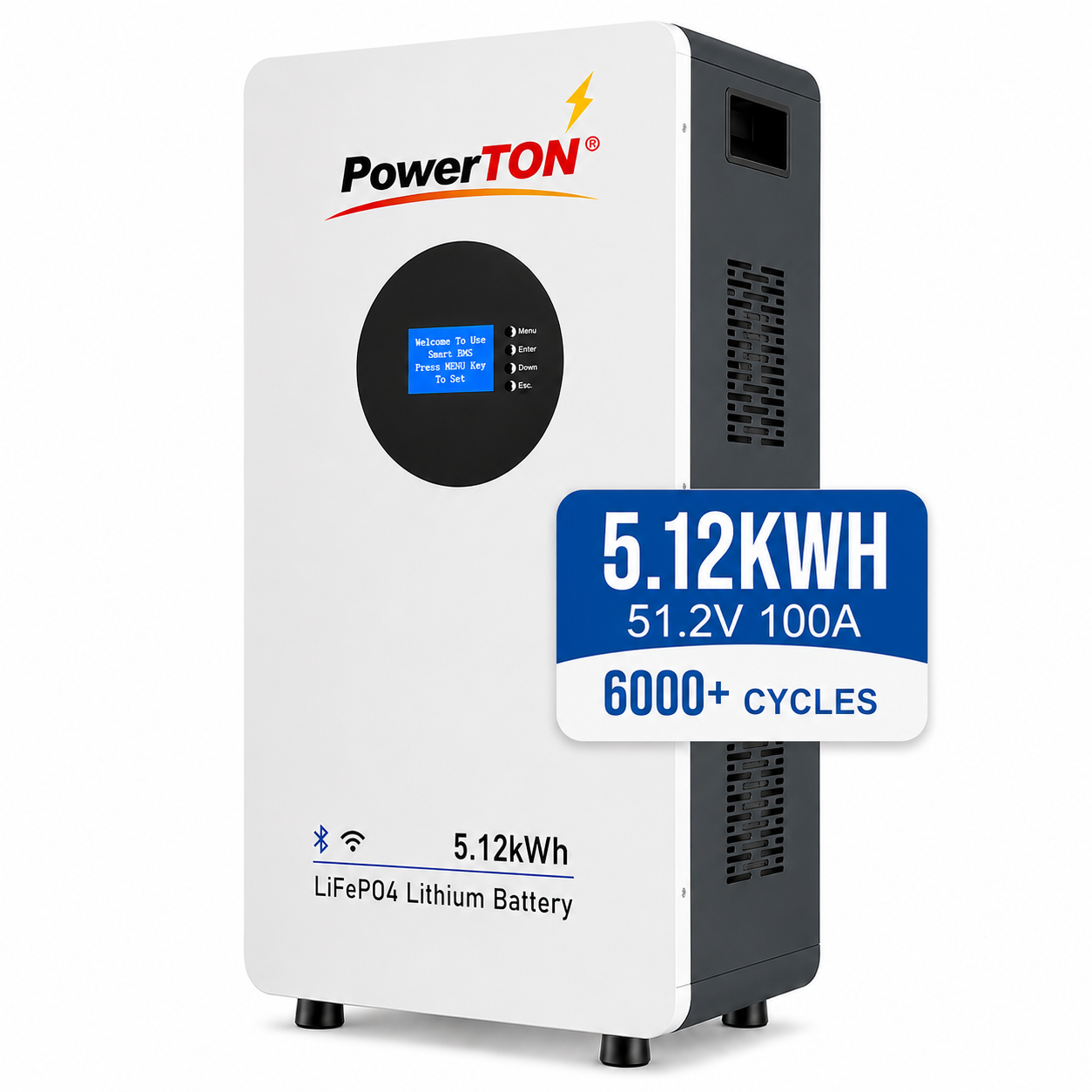 Wall mounted Lithium Battery LifePo4 51.2V, 100A , 5.12 kWh