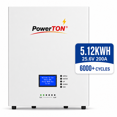 Wall mounted Lithium Battery LifePo4 25.6V, 200A , 5.12 kWh