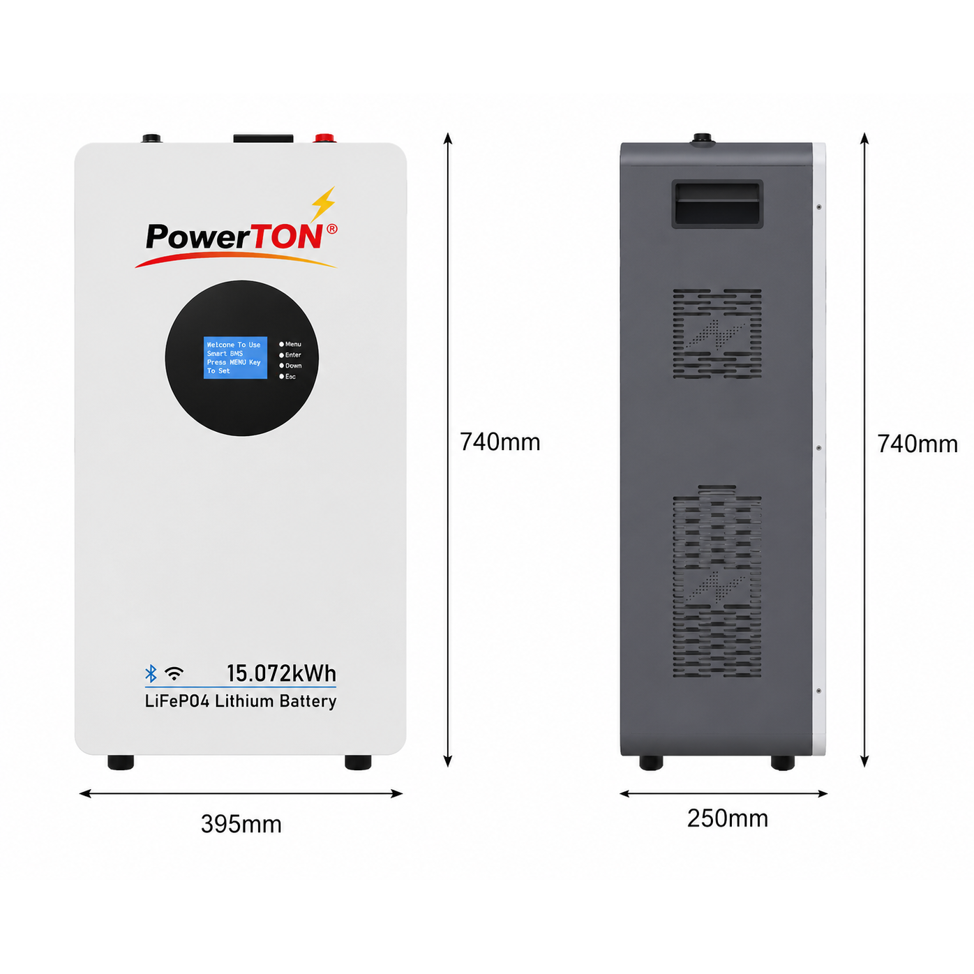 Wall mounted Lithium Battery LifePo4 51.2V, 300A , 15.36 kWh